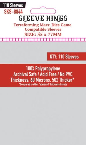 Sleeve Kings Terraforming Mars: Dice Game Compatible Sleeves 55 x 77mm -110 Pack, 60 Microns, SKS-8844